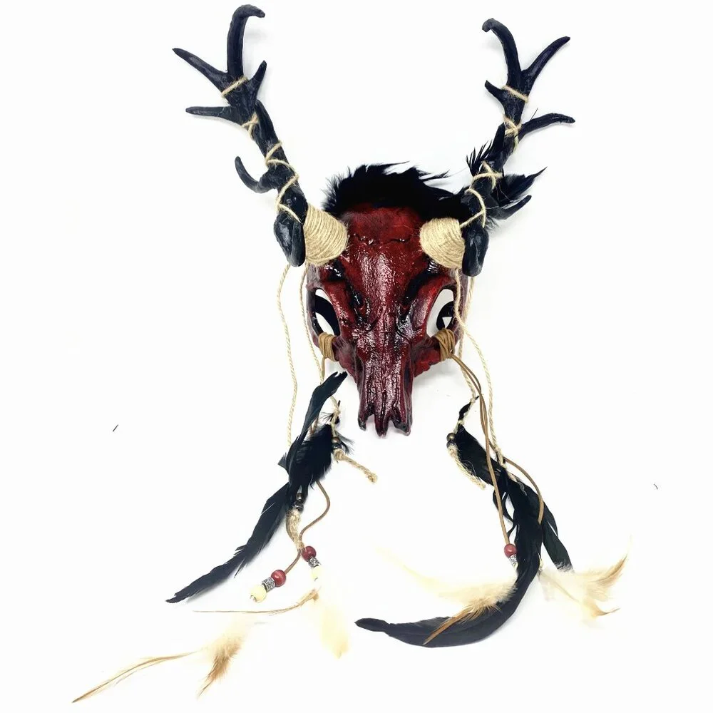 Krampus Ram Goat Demon with Horns Devil Halloween Masquerade Masks Party
